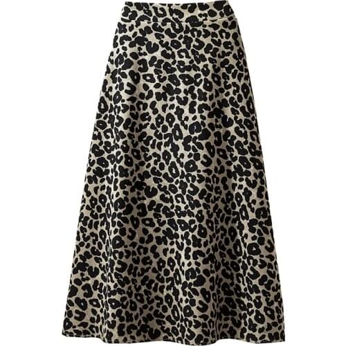 Leopard Printed Long Female Plus Large Size Oversized WomenS Skirts Clothes 2021 Spring Autumn Winter Vintage High-Waisted 0679