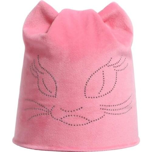 Women Solid Color Beanie Cap Cute Cat Ear Girls Winter Autumn Hats Fashion Warm Hat Ladies Skullies Beanie Female Outdoor Caps
