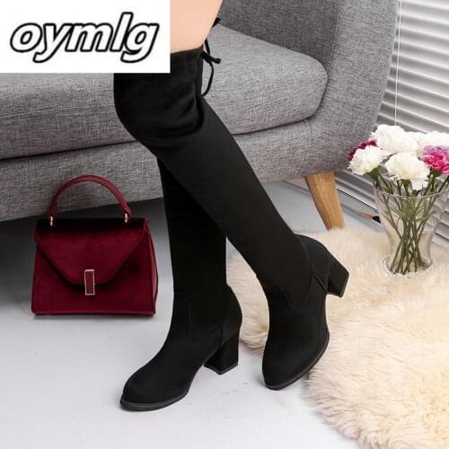 Women Casual Over the Knee boots shoes Winter women Female Round Toe Platform high heels pumps Warm Snow Boots shoes mujer W90