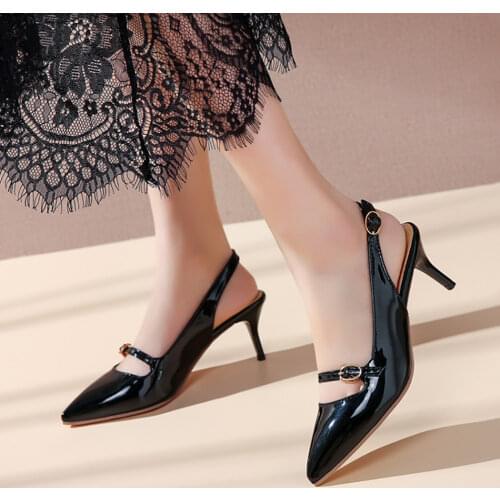 ASHIOFU Ladies Mid-heel Pumps Slingback Pointed Toe Office Party Dress Shoes Daily Wear Stiletto Fashion Court Shoes