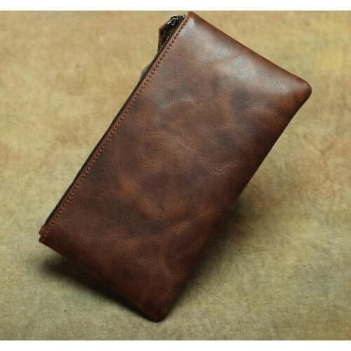 2019 New Japanese and Korean style unisex long wallet genuine leather bag women wallets high quality purse phone bag