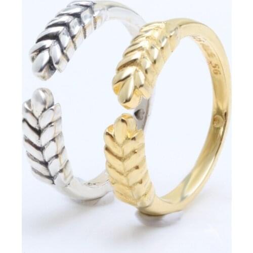 Authentic 100% 925 Sterling Silver Open Grain Ring Elegant Wheat Ear Stacking Ring For Women Female Original Jewelry