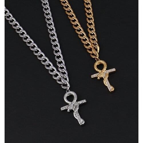 Punk Women Stainless Steel Necklace Long Pendant Necklace For Women Snake Necklace Gift Double Layer Necklace Women Jewelry