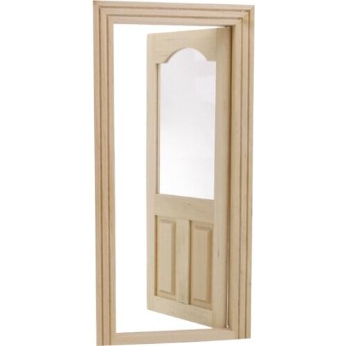 1/12 Dollhouse Miniature Wooden Door Unpainted Dolls Home Furniture Decor