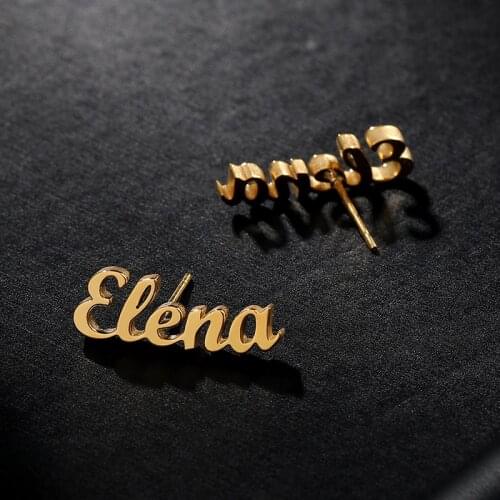 1 Pair Custom Name Earrings For Womnen Gold Silver Color Stainless Personalized Jewelry Customized Earrings Stud Wedding Gift