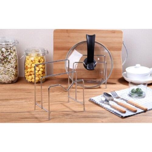 1PC Stainless Steel Cover Pot Holder Pan&Cutting Board Holder Organizer For Kitchen Pot ClipLF 236