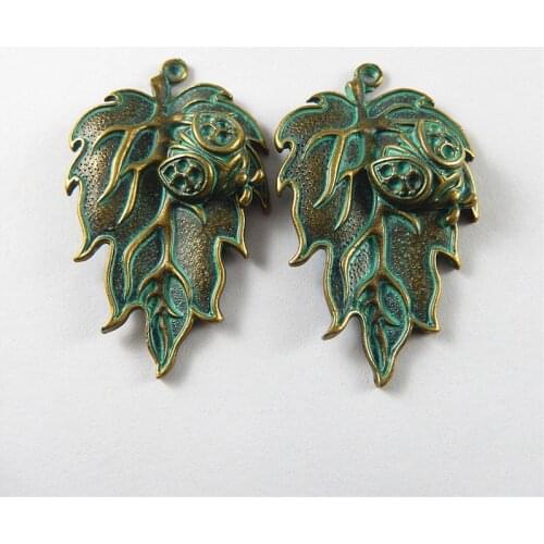 10pieces)Creative Alloy Tree Leaves Necklace Pendant Bracelet Charms 45*27mm Vintage Jewelry Accessories Handmade Crafts 52307