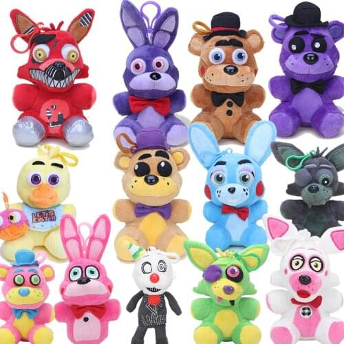 14cm Five Nights At Freddys pendant dolls FNAF Freddy Bear Mangle Foxy Chica Soft Stuffed Keychain Plush Toy Doll Kids