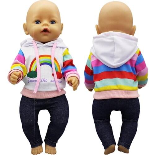 2020 New Rainbow fleece Doll Clothes Fit For 43cm born baby Doll clothes reborn Doll Accessories