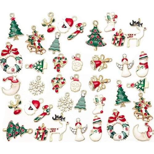 38Pcs Christmas Pendant Charm Miniature for Necklace Bracelet Earring Jewelry Making DIY Craft Supplies Jewelry Gift