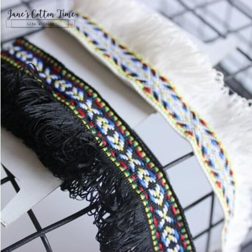 6yards/lot stripe tassel webbing 3cm wide ethnic style ribbon embroidery style trim accessory for bag garment home deco 2style