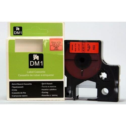 Free shipping 20 pcs 6mmX7m 6mm label Black on red tape 43617 compatible d1 label tapes with dymo d1 label printer