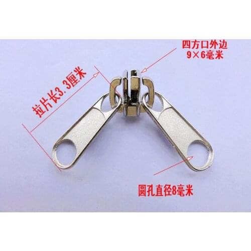 Free shipping #8 double puller metal zipper slider for nylon zipper,silver,2pcs/lot,zipper head for diy zipper,auto lock