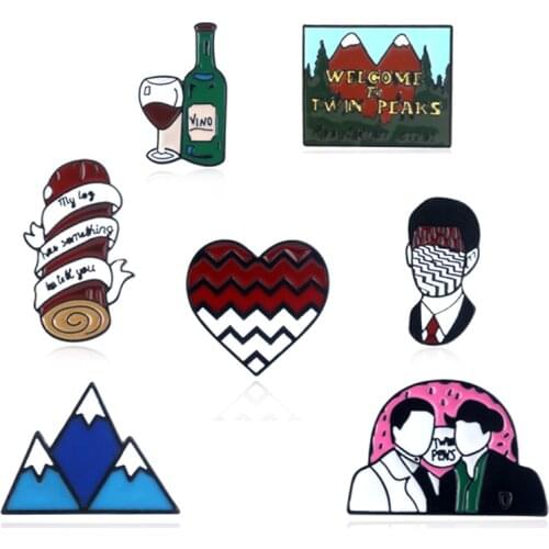 TV Series Twin Peaks Cartoon Enamel Alloy Badge Brooch Pin Clothes Lapel Accessories Brooches Jewelry