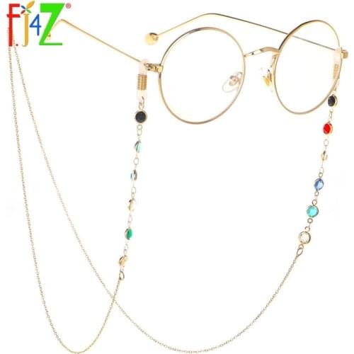 F.J4Z New Hot Mask Chain Landyards Fashion Medium Colorful Beaded Glasses Chain Sunglasses Holder Women Eyewear Straps