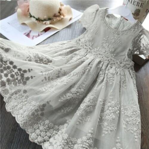 Children Party Wear Clothes Party Dress Baby Girls Lace Floral Emboridery Dresses Infant Toddler Girl Tutu Dress Wedding Dress