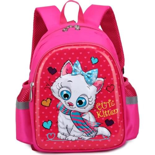 Kids New Beautiful 3D Cartoon Cat Print School Bags Baby Girls and Boys Primary Children School Backpacks Tank Pattern Schoolbag