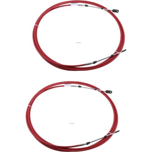 2Pcs 12Ft Throttle Control Cable Wire for Marine Boat Motor Outboard Red