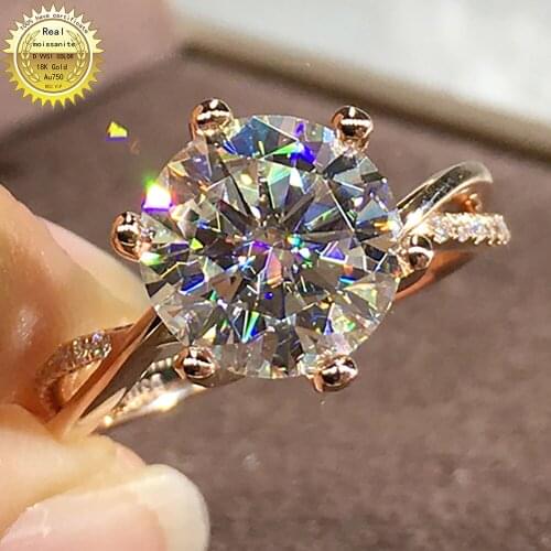 14K Au585 Gold Ring Moissanite Diamonds 1 2 3 5 Carat Round intersect Wedding Party Engagement Anniversary Ring Cross Connection
