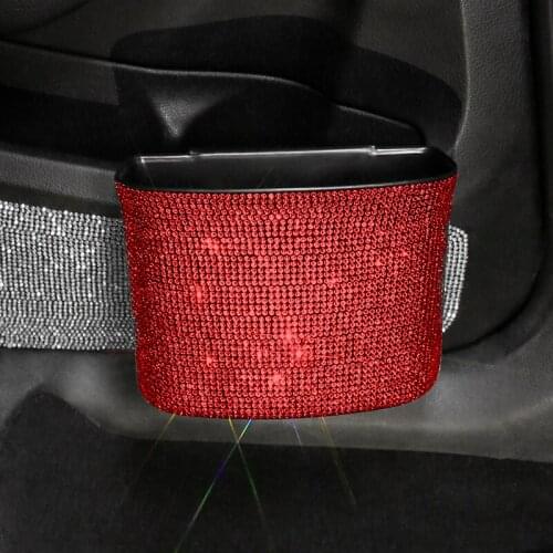 Sparkling Bling Trash Bin Car Portable Organiser Storage Rhinestone Auto Garbage Car Trash Can Automotive