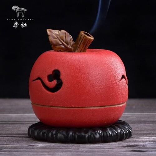 Apple Charcoal Backflow Incense Burner Holder Box Bowl Incense Burner Sandalwood Home Studio Incienso Quemador Incence Burner