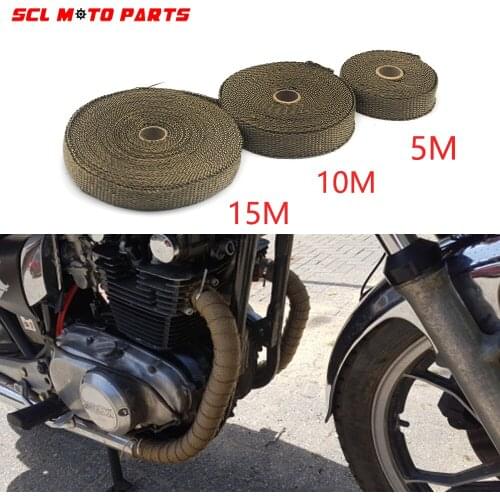 ALconstar-Motorcycle 1.5mm*25mm*5m/10m/15m Incombustible Turbo Manifold Heat Exhaust Wrap Tape Thermal Stainless Tiles