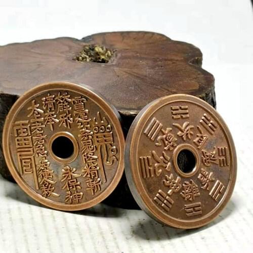 Copper coins old-fashioned coins, Pure copper 5cm Mountain Ghost spends money, Red copper thunder gossip handicraft