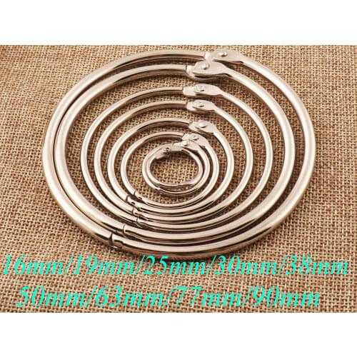 Metal Silver Hinges Sleepers Hoops Loose Leaf Book Binder Hinge Snap O Ring Locking Keychain Buckles Supplies-2-6 pcs