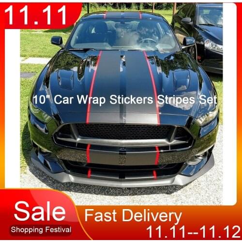 Car Wrap Stickers Racing Sport Styling Stripes Vinyl Decal For Ford Mustang 2015-2018 Twin Rally Auto Hood Decor Decals
