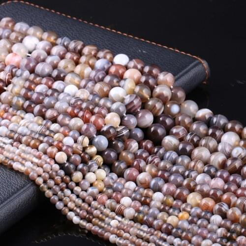 Natural Stone Grey Striped Agates Beading Round Loose Beads for Handmade Jewelry Making Bracelet DIY Necklace Accessories