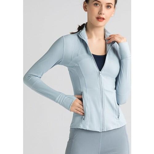 2021 New Nylon Nude Zipper Running Jacket Quick-drying Stretch Fitness Clothes Sportswear Ladies Yoga Suit
