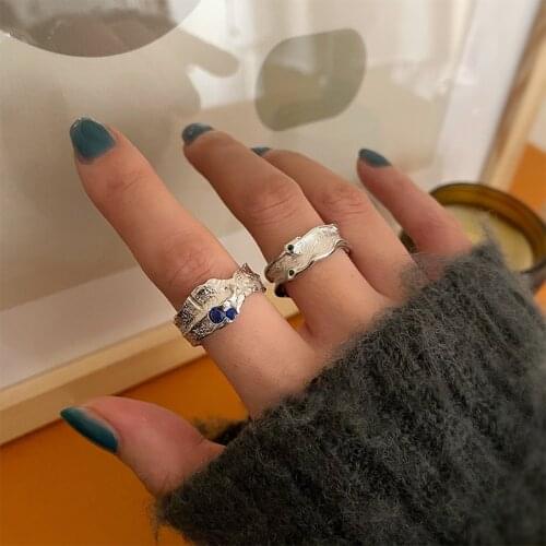 New ins Exquisite Luxury Vintage Geometric Ring Personality Irregular Adjustable Rings For Women Girls Fashion Jewelry Gift