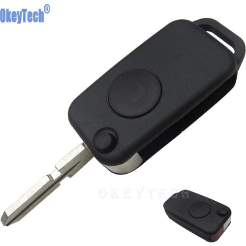 OkeyTech Car Remote Key Case Cover Uncut 4 Track Blade 1 Button Folding Key for Mercedes Benz W168 W124 W202 W210 W211 1984-2004