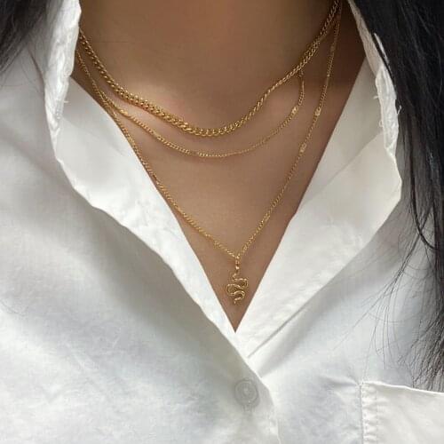 Snake Necklace New Animal Snake Dangle Women Pendant Minimalist Style StainlessSteel Trendy Female Birthday Jewelry Gift Party