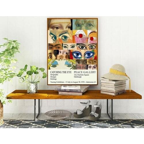 Posters and Prints All Eyes 1970 Vintage Exhibition Poster Wall Museum Art Picture Canvas Painting for Room Home Decoration