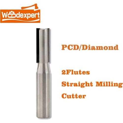 CNC Router Diamond Bits Straight 2 Flute Woodworking Milling Cutter PCD End Mill T Slot for CNC Router Machine Furniture Tool