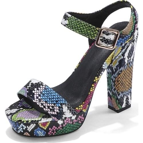 New Summer womens high heels comfortable womens shoes ladies sandals snake pattern sexy party shoes large size 43