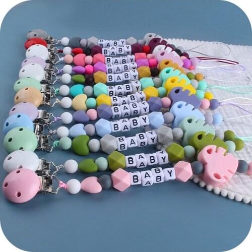 Personalized Name Teether Chain Customized Products Silicone Pacifier Holder Baby Toys For Teeth Dummy Chains Babies Accessories
