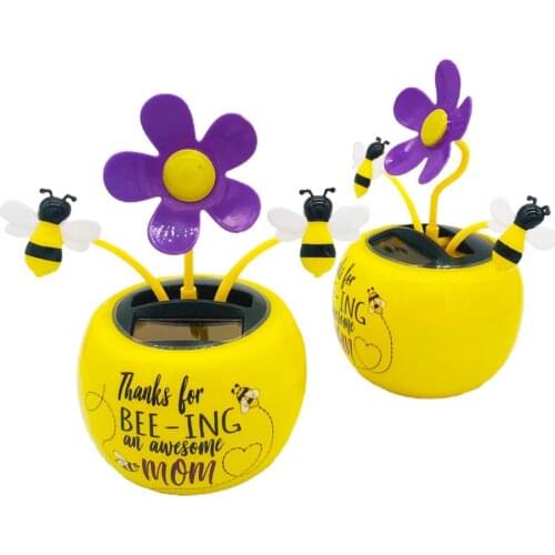 New Fashion Solar Powered Dancing Flower Swinging Animated Bobble Dancer Toys Car Home Desk Decor Christmas Gift