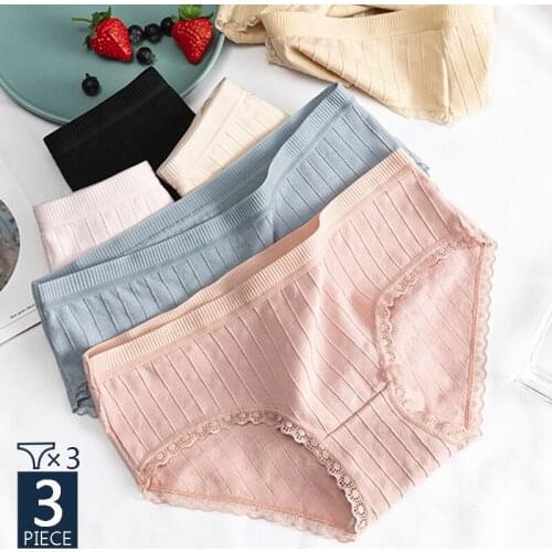 Womens Cotton Panties Underpants Solid Color Briefs Striped Female Soft Underwear Women M-XL Seamless Panty Sexy Lingerie Panty