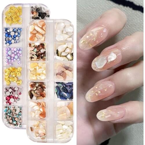 Japanese Style Nail Art Decorations Manicure Natural Abalone Slices Thin Shell Slices Thick Manicure Accessories Rivet Set