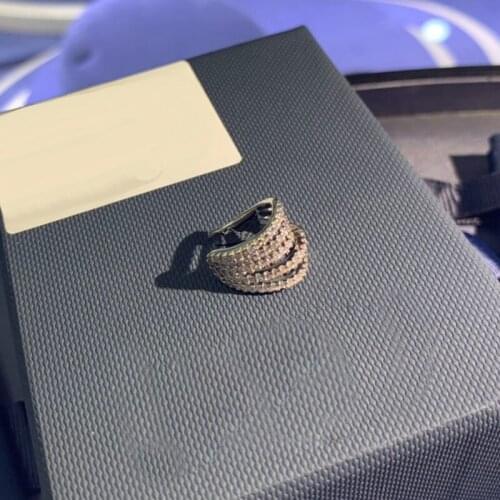 UMGODLY 1pc Ear Cuff Silver Color White Five Hoop Circles Ear Cuff Paved Cubic Zirconia Sliding Clip Earring Women Jewelry