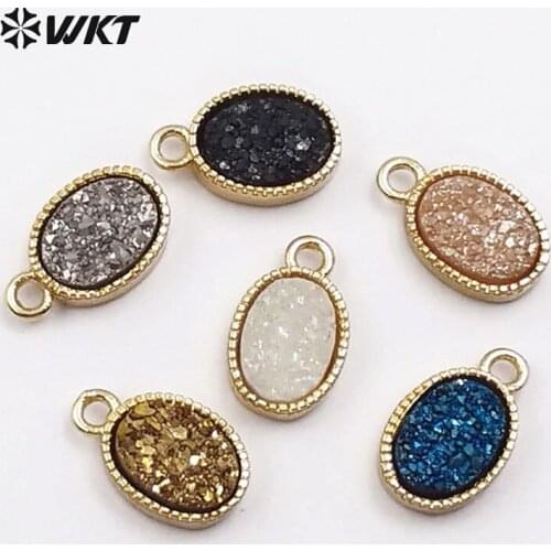 WT-P1418 Briolette Shape Natural Stone In Gold Electroplated Single Tiny Loop In Top Pendant For Women DIY Necklace Jewelry