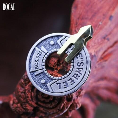 New 100% real S925 pure silver jewelry item handmade handmade safety buckle pendant man personality hip-hop Thai silver pendant