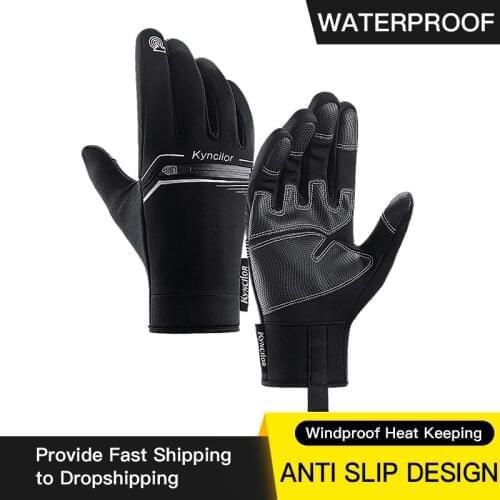 Winter Men Women PU Leather Cycling Glove Waterproof Resistant Bike Gloves Non-Slip Motorcycle Gloves Guantes Mtb Enduro