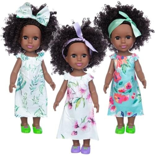 14Inch Baby Dolls For Kids Born Accessories Dress Hairband Suit Real Life Like Baby Dolls Polyvinyl Chloride Soft African Doll