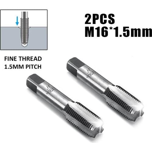 2 Pcs Tap HSS 16mmx1.5 Metric Taper & Plug Tap Right Hand Thread M16x1.5mm Pitch Repair Tools Hand Tool