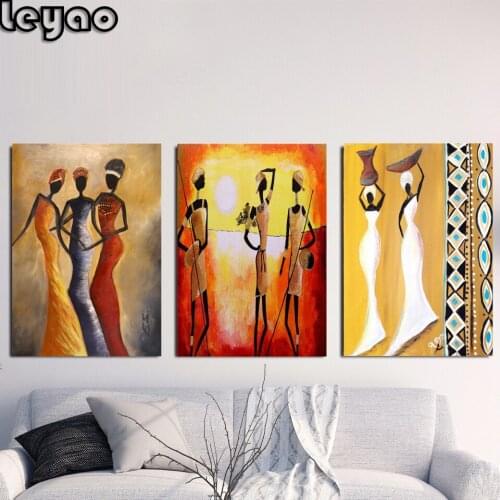 3 Panels African Woman Diamond Triptych diamond embroidery Painting Poster diamond painting Wall Pictures For Living Room Decor