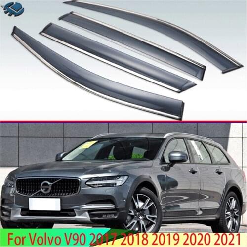For Volvo V90 Cross Country T5 T6 AWD 2017 2018 2019+ Plastic Exterior Visor Vent Shades Window Sun Rain Guard Deflector 4pcs