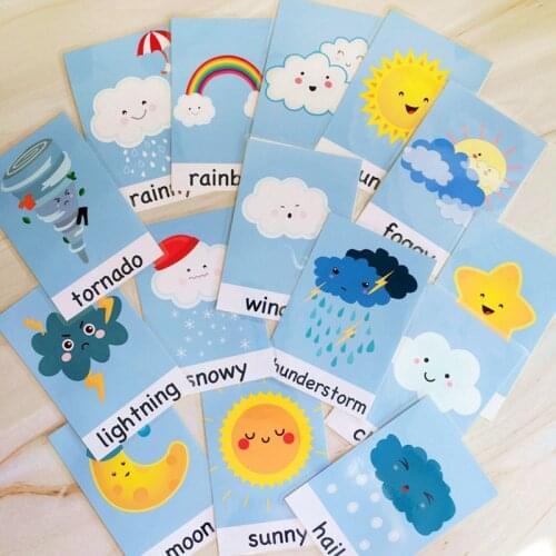 49Pcs/Set Flashcards Color/Shape/Weather/Family Preschool Education learn English word Cards for Children learning English Toys